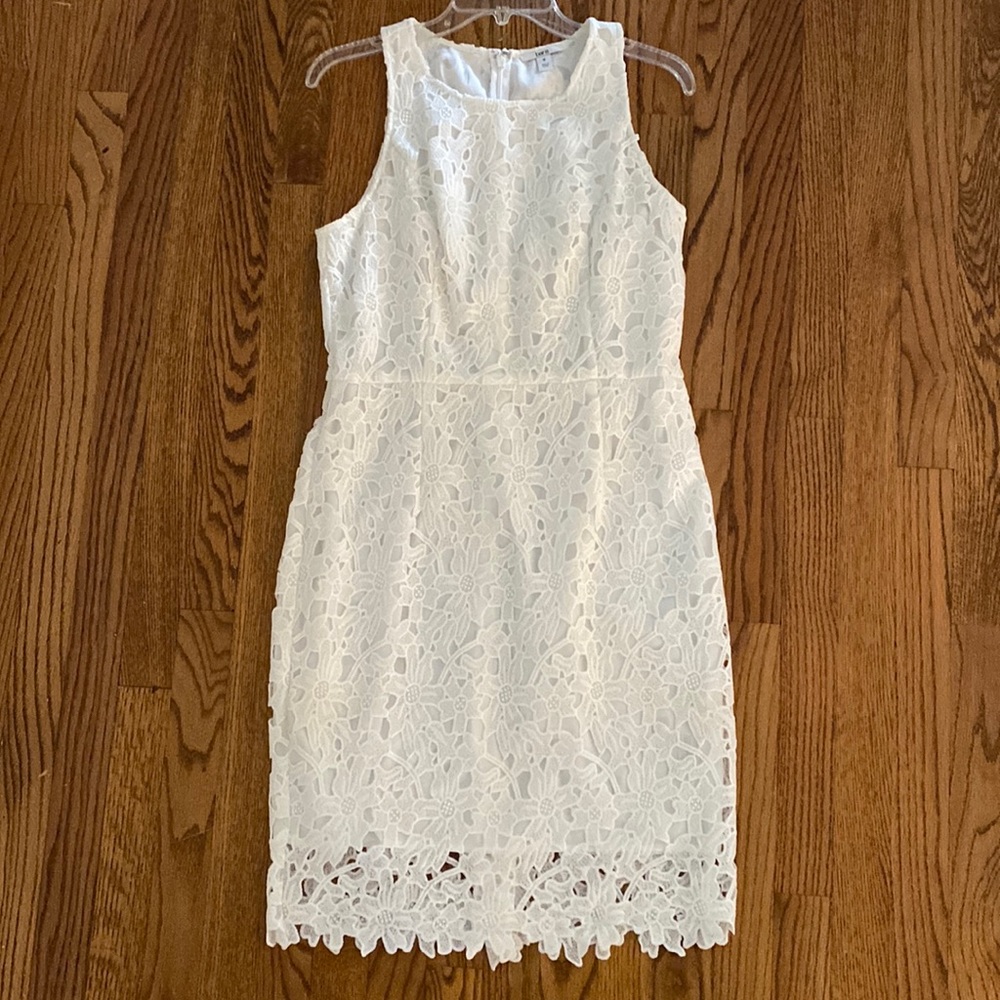 Sleeveless White Lace Dress